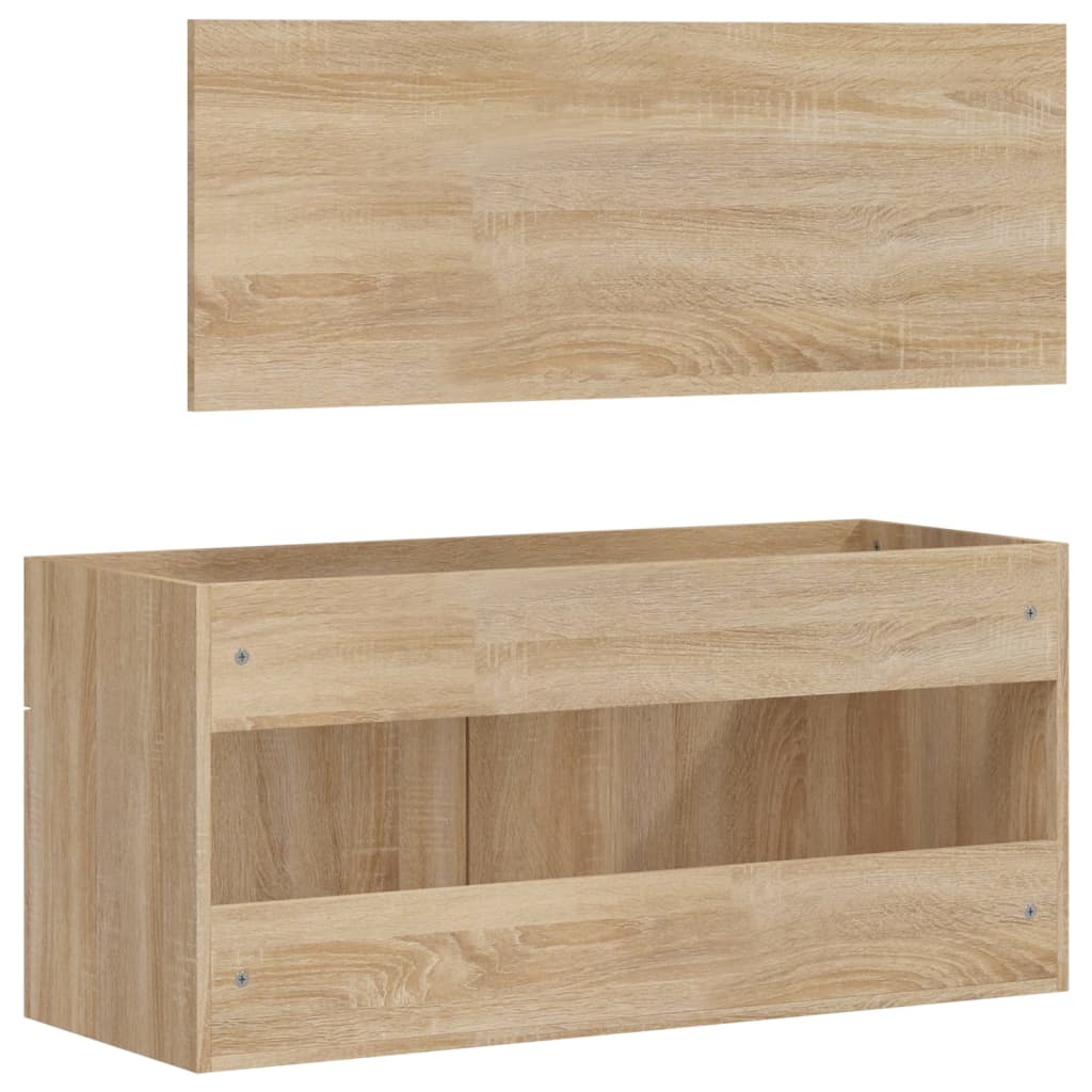 Badkamerkast met spiegel bewerkt hout sonoma eikenkleurig is nu te koop bij PeponiXL, paradijselijk wonen!
