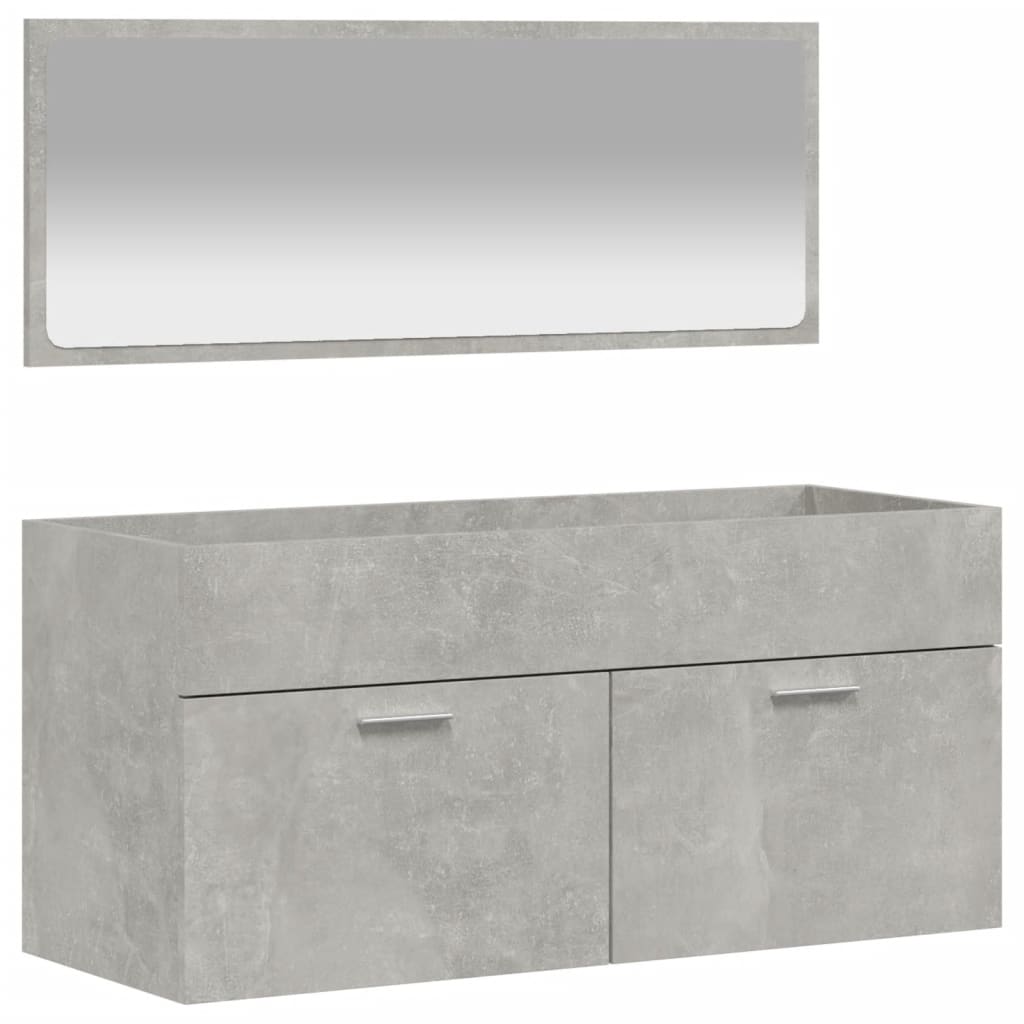 Badkamerkast met spiegel bewerkt hout betongrijs is nu te koop bij PeponiXL, paradijselijk wonen!