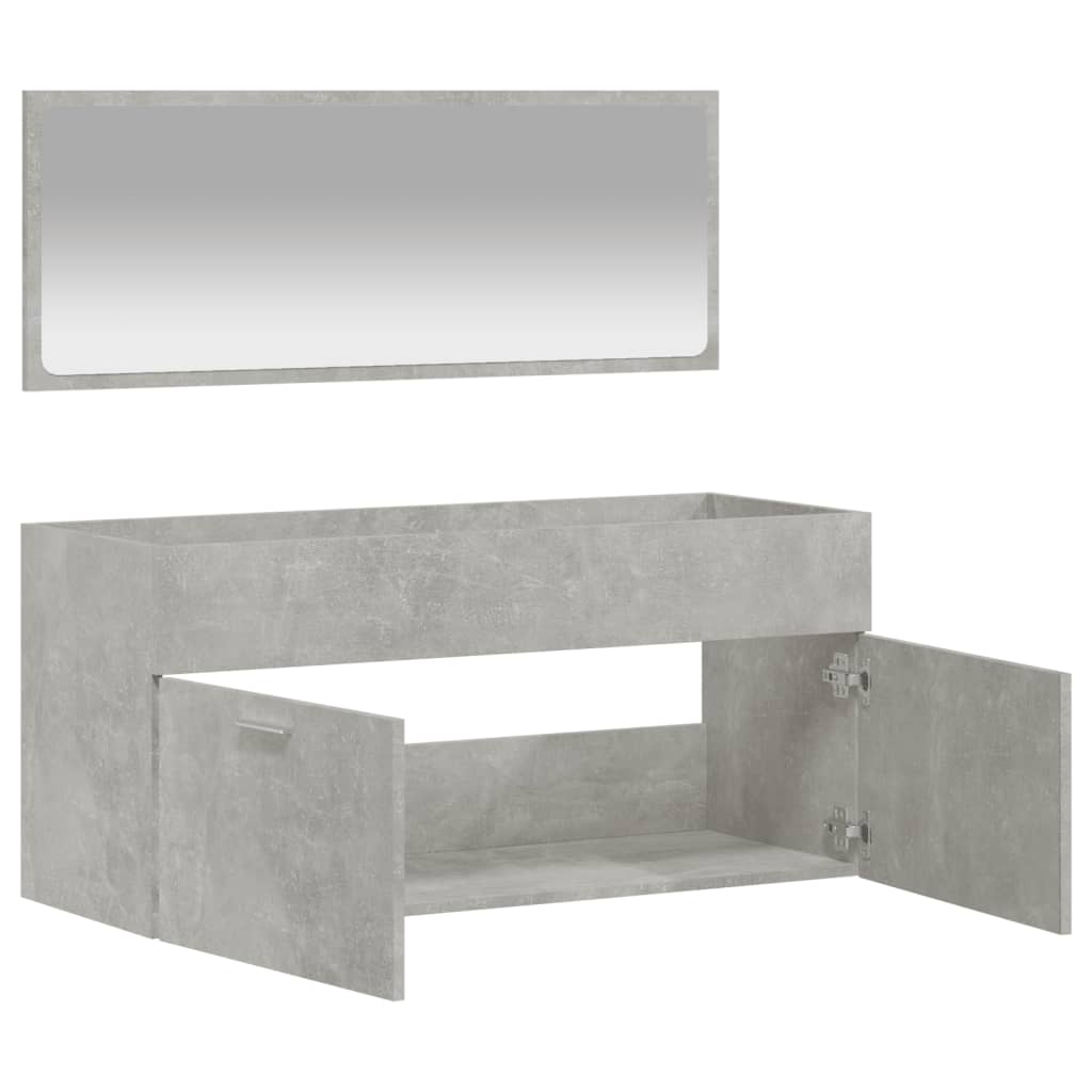 Badkamerkast met spiegel bewerkt hout betongrijs is nu te koop bij PeponiXL, paradijselijk wonen!