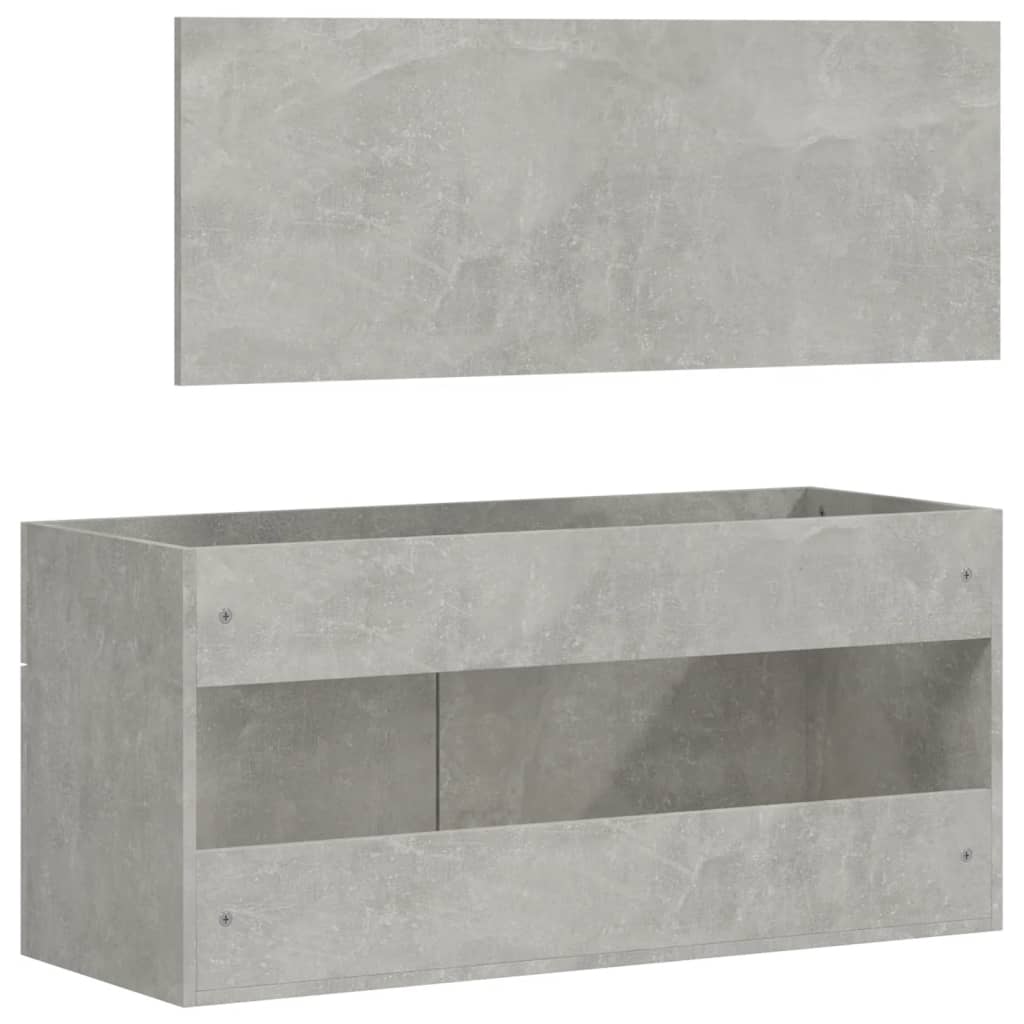 Badkamerkast met spiegel bewerkt hout betongrijs is nu te koop bij PeponiXL, paradijselijk wonen!