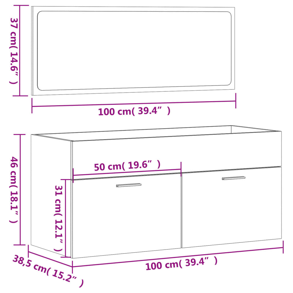 Badkamerkast met spiegel bewerkt hout betongrijs is nu te koop bij PeponiXL, paradijselijk wonen!