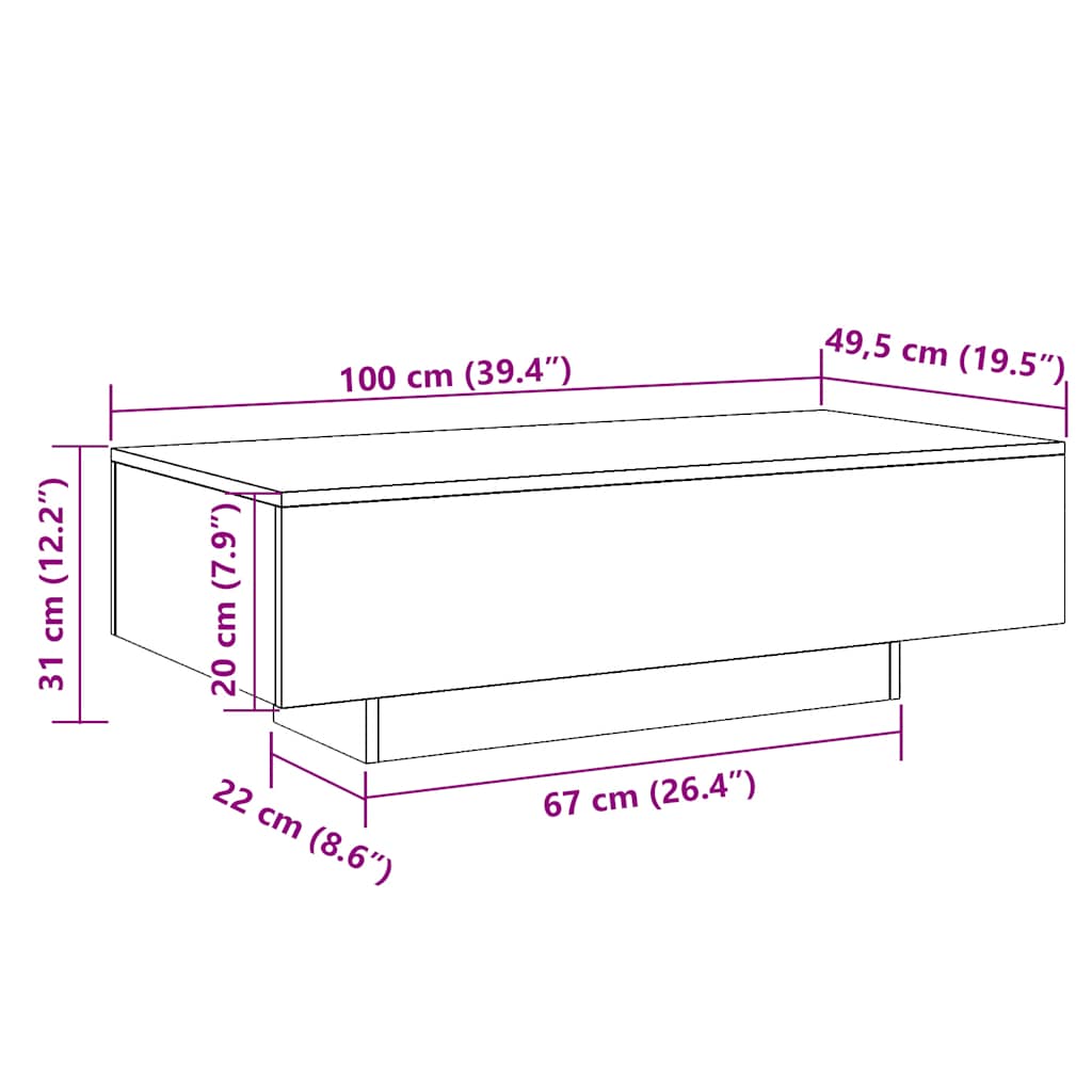 Salontafel 100x49,5x31 cm bewerkt hout gerookt eikenkleurig is nu te koop bij PeponiXL, paradijselijk wonen!