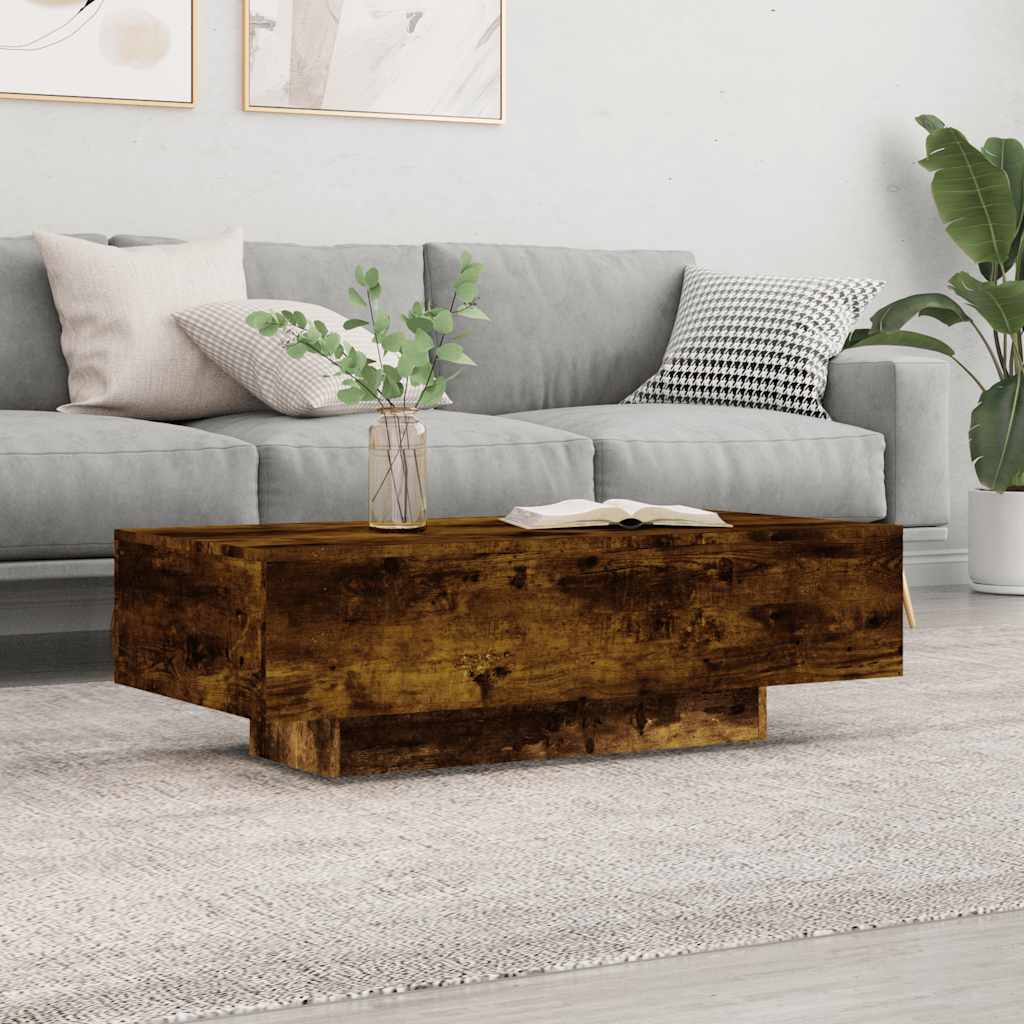 Salontafel 100x49,5x31 cm bewerkt hout gerookt eikenkleurig is nu te koop bij PeponiXL, paradijselijk wonen!