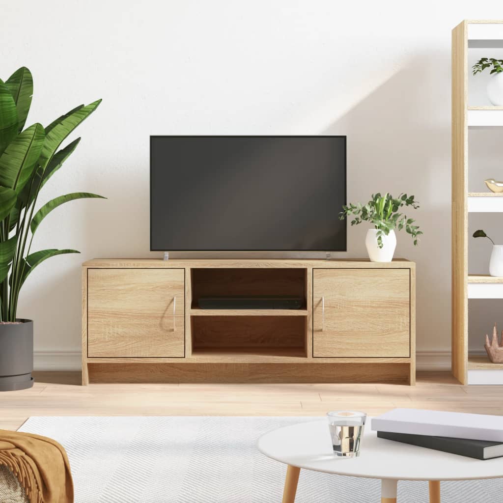 Tv-meubel 102x30x37,5 cm bewerkt hout sonoma eikenkleurig is nu te koop bij PeponiXL, paradijselijk wonen!