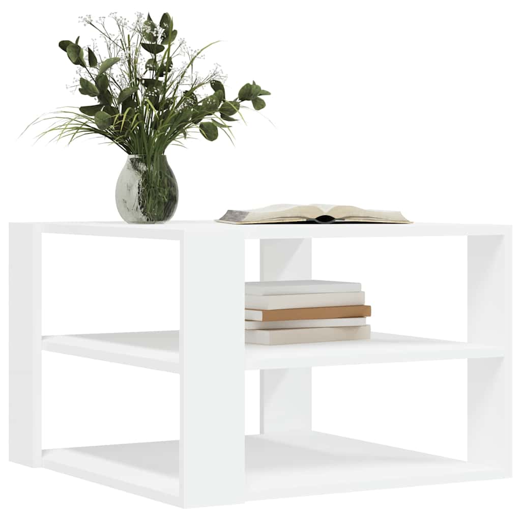 Salontafel 58x58x40 cm bewerkt hout wit