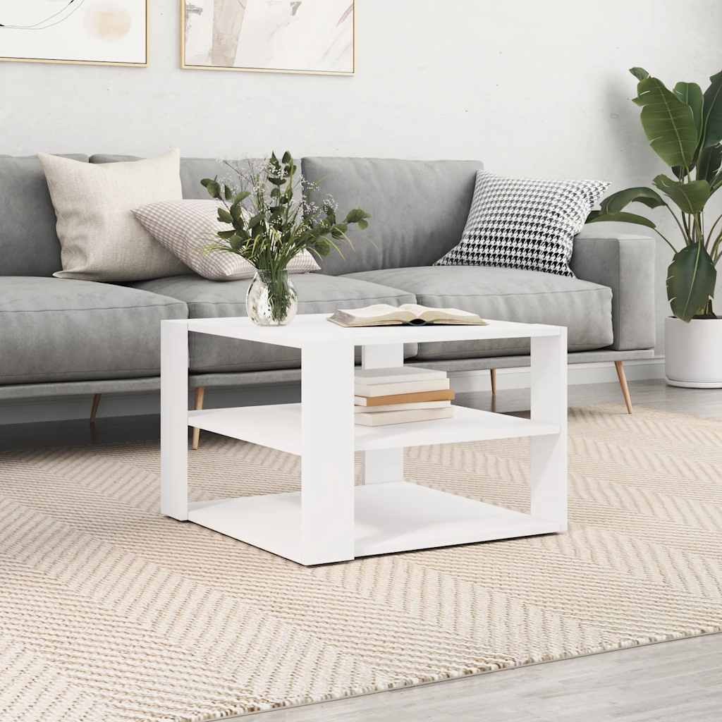 Salontafel 58x58x40 cm bewerkt hout wit