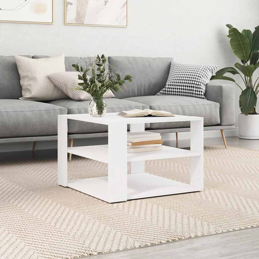 Salontafel 58x58x40 cm bewerkt hout wit is nu te koop bij PeponiXL, paradijselijk wonen!
