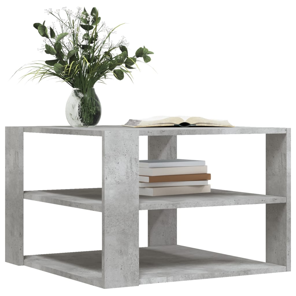 Salontafel 58x58x40 cm bewerkt hout betongrijs is nu te koop bij PeponiXL, paradijselijk wonen!