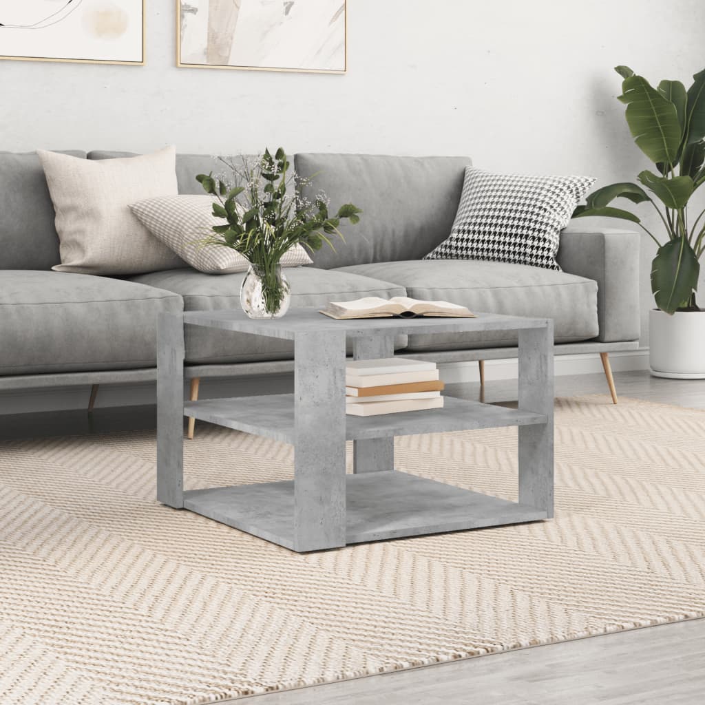Salontafel 58x58x40 cm bewerkt hout betongrijs is nu te koop bij PeponiXL, paradijselijk wonen!