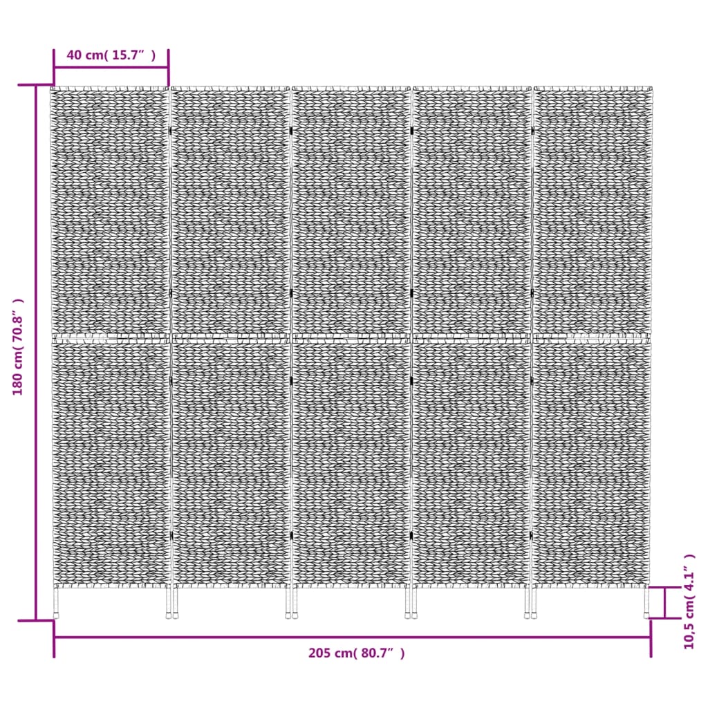 Kamerscherm met 5 panelen 205x180 cm waterhyacint bruin is nu te koop bij PeponiXL, paradijselijk wonen!