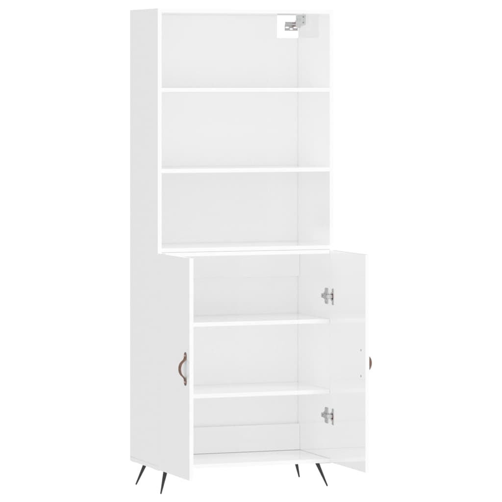 Hoge kast 69,5x34x180 cm bewerkt hout hoogglans wit is nu te koop bij PeponiXL, paradijselijk wonen!
