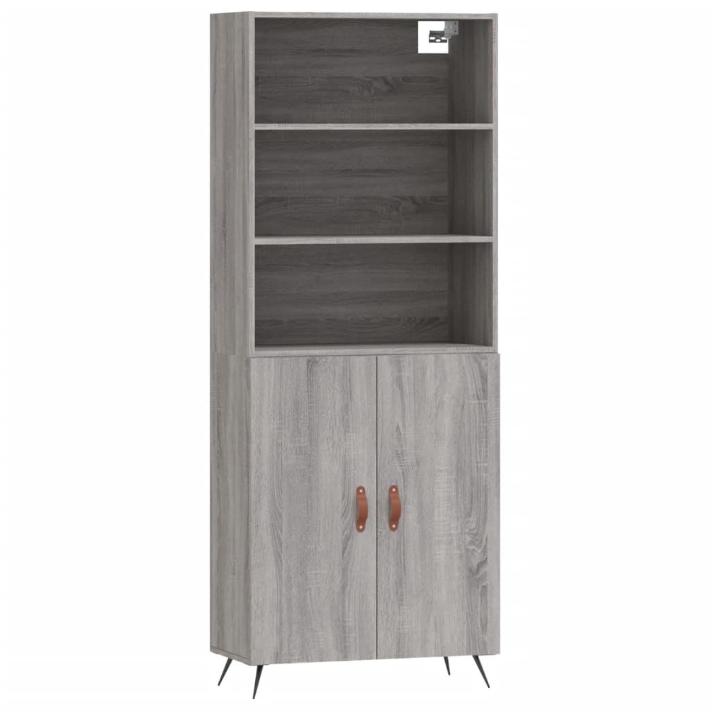 Hoge kast 69,5x34x180 cm bewerkt hout grijs sonoma eikenkleurig is nu te koop bij PeponiXL, paradijselijk wonen!