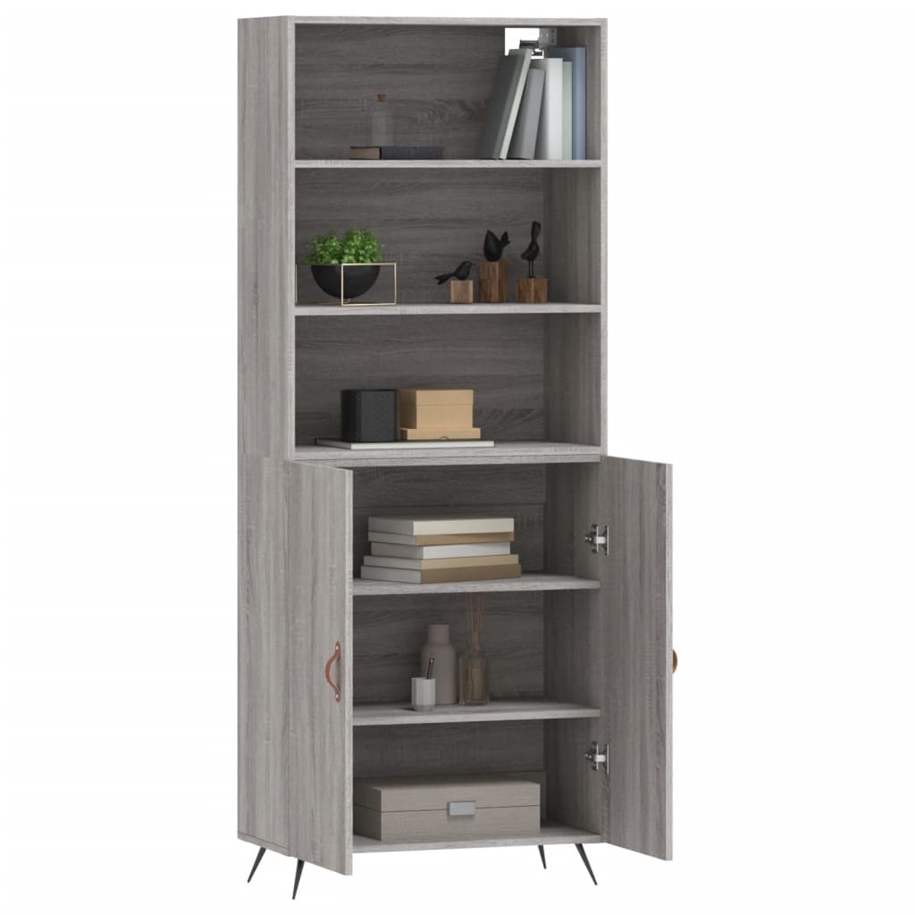 Hoge kast 69,5x34x180 cm bewerkt hout grijs sonoma eikenkleurig is nu te koop bij PeponiXL, paradijselijk wonen!