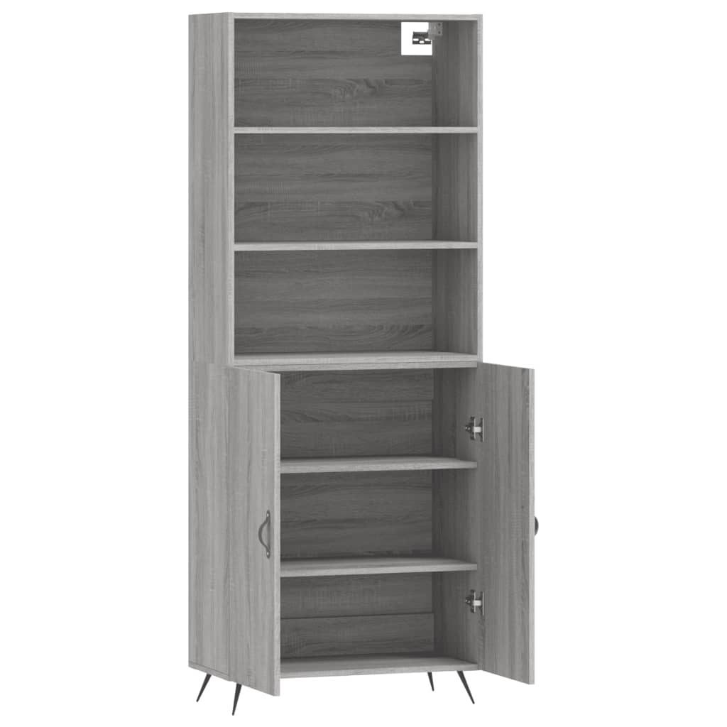 Hoge kast 69,5x34x180 cm bewerkt hout grijs sonoma eikenkleurig is nu te koop bij PeponiXL, paradijselijk wonen!
