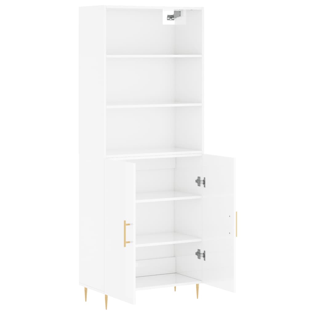Hoge kast 69,5x34x180 cm bewerkt hout hoogglans wit is nu te koop bij PeponiXL, paradijselijk wonen!