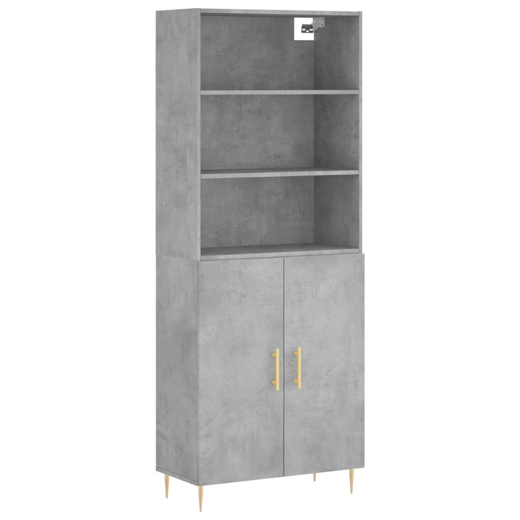 Hoge kast 69,5x34x180 cm bewerkt hout betongrijs is nu te koop bij PeponiXL, paradijselijk wonen!