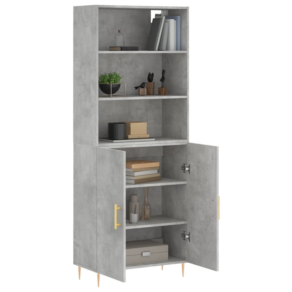 Hoge kast 69,5x34x180 cm bewerkt hout betongrijs is nu te koop bij PeponiXL, paradijselijk wonen!