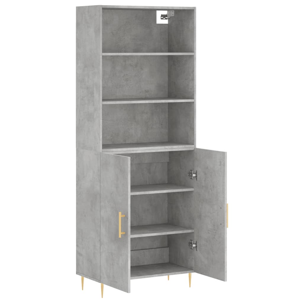 Hoge kast 69,5x34x180 cm bewerkt hout betongrijs is nu te koop bij PeponiXL, paradijselijk wonen!