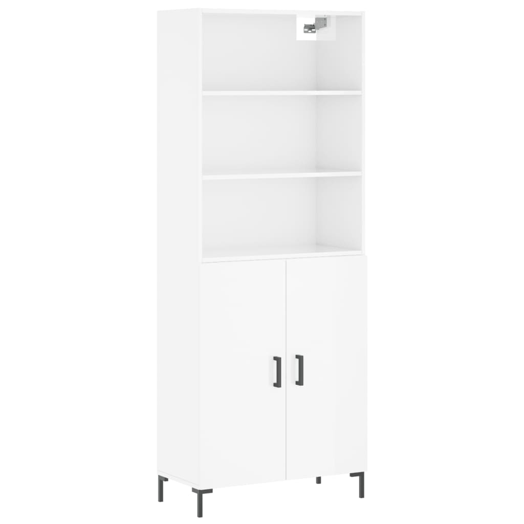 Hoge kast 69,5x34x180 cm bewerkt hout hoogglans wit is nu te koop bij PeponiXL, paradijselijk wonen!