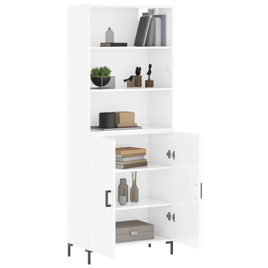 Hoge kast 69,5x34x180 cm bewerkt hout hoogglans wit is nu te koop bij PeponiXL, paradijselijk wonen!