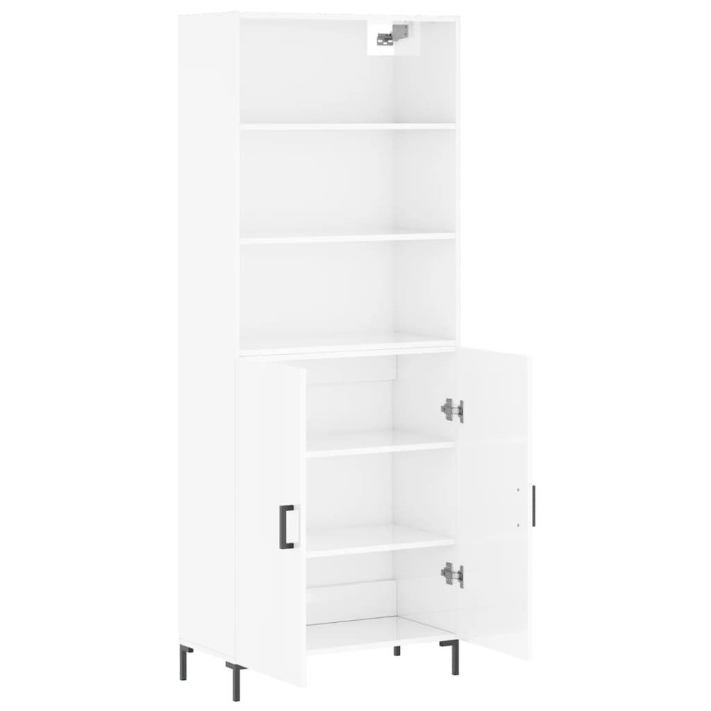 Hoge kast 69,5x34x180 cm bewerkt hout hoogglans wit is nu te koop bij PeponiXL, paradijselijk wonen!