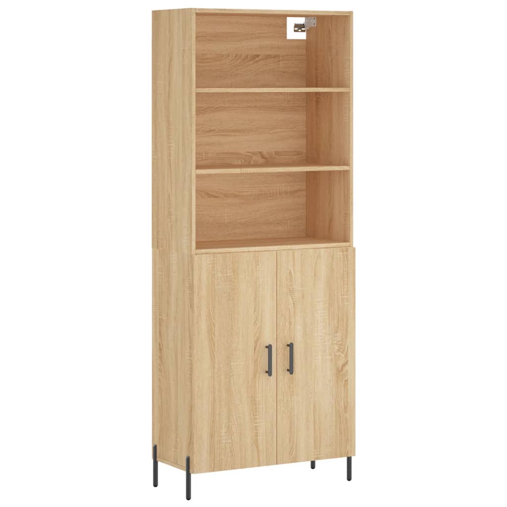 Hoge kast 69,5x34x180 cm bewerkt hout sonoma eikenkleurig is nu te koop bij PeponiXL, paradijselijk wonen!