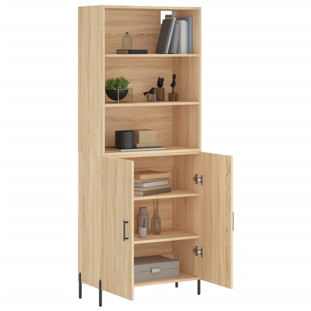Hoge kast 69,5x34x180 cm bewerkt hout sonoma eikenkleurig is nu te koop bij PeponiXL, paradijselijk wonen!