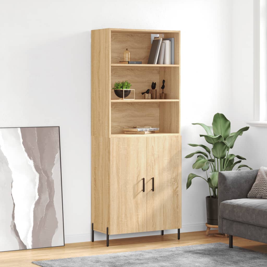 Hoge kast 69,5x34x180 cm bewerkt hout sonoma eikenkleurig is nu te koop bij PeponiXL, paradijselijk wonen!