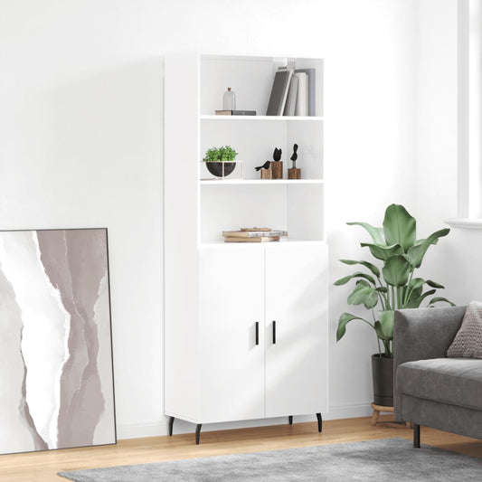 Hoge kast 69,5x34x180 cm bewerkt hout hoogglans wit is nu te koop bij PeponiXL, paradijselijk wonen!