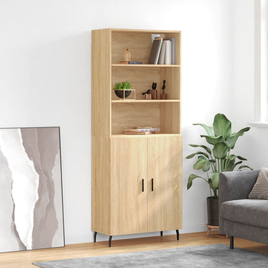 Hoge kast 69,5x34x180 cm bewerkt hout sonoma eikenkleurig is nu te koop bij PeponiXL, paradijselijk wonen!