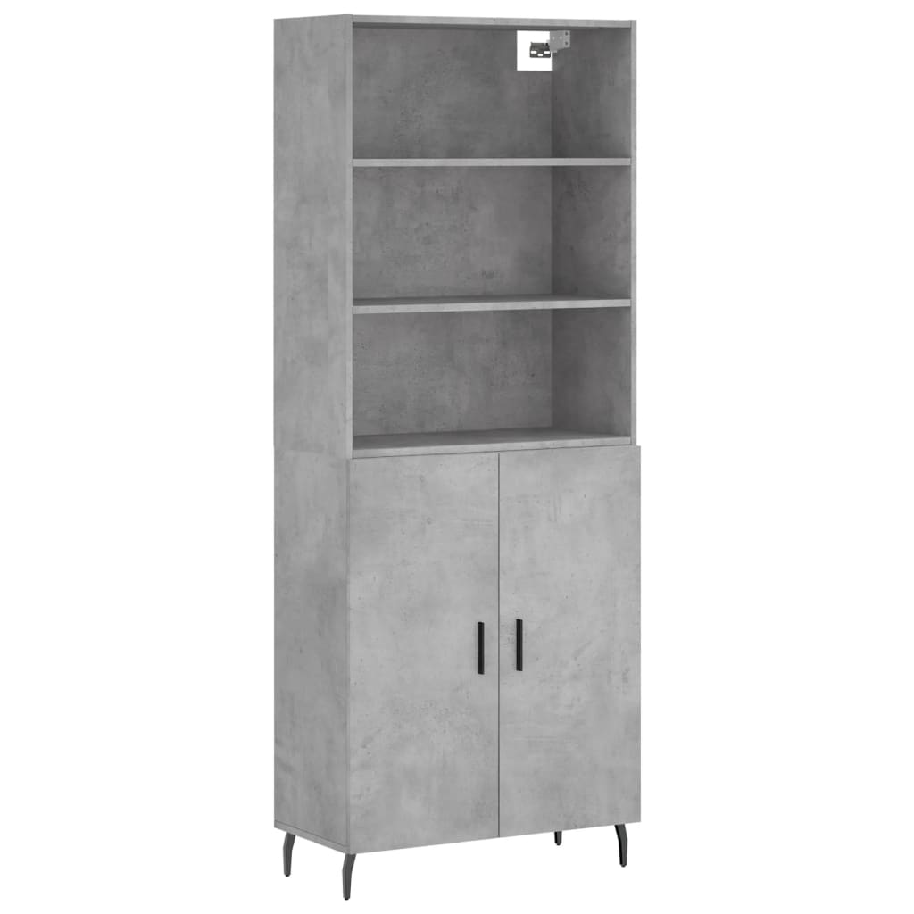 Hoge kast 69,5x34x180 cm bewerkt hout betongrijs is nu te koop bij PeponiXL, paradijselijk wonen!