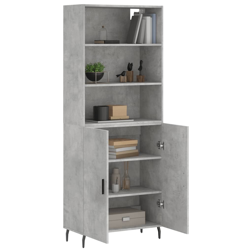 Hoge kast 69,5x34x180 cm bewerkt hout betongrijs is nu te koop bij PeponiXL, paradijselijk wonen!