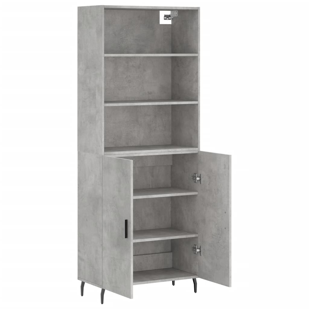 Hoge kast 69,5x34x180 cm bewerkt hout betongrijs is nu te koop bij PeponiXL, paradijselijk wonen!