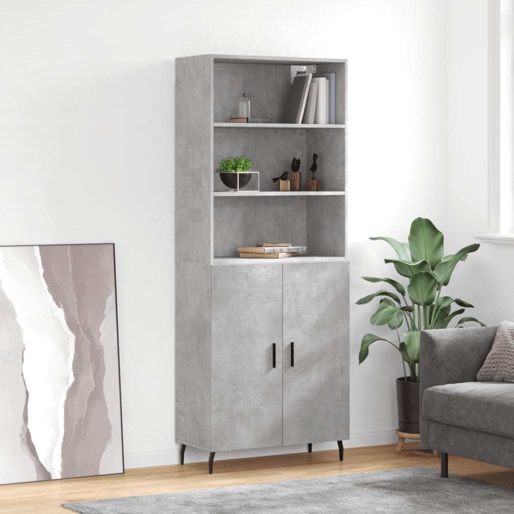 Hoge kast 69,5x34x180 cm bewerkt hout betongrijs is nu te koop bij PeponiXL, paradijselijk wonen!