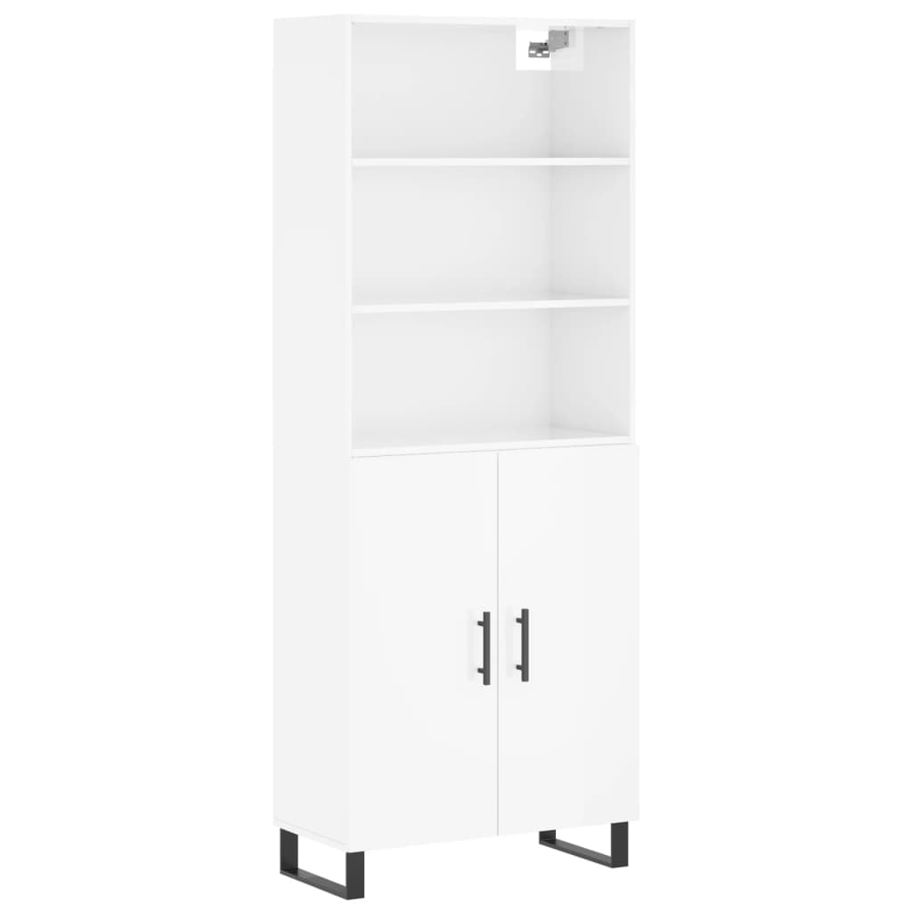 Hoge kast 69,5x34x180 cm bewerkt hout hoogglans wit is nu te koop bij PeponiXL, paradijselijk wonen!