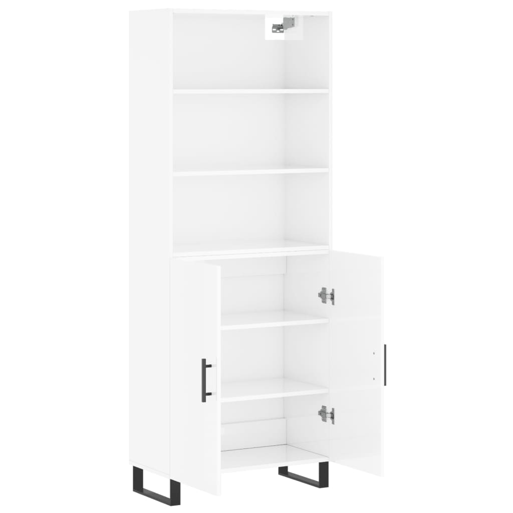 Hoge kast 69,5x34x180 cm bewerkt hout hoogglans wit is nu te koop bij PeponiXL, paradijselijk wonen!