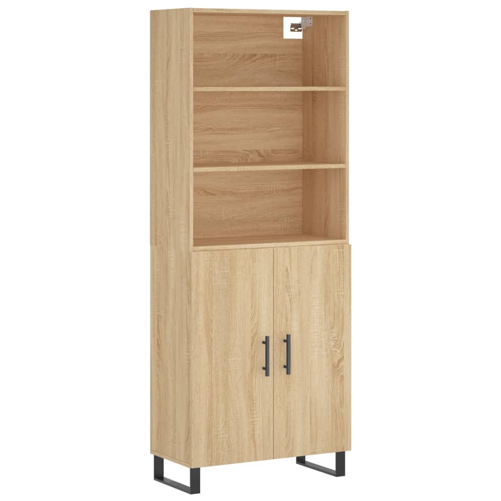 Hoge kast 69,5x34x180 cm bewerkt hout sonoma eikenkleurig is nu te koop bij PeponiXL, paradijselijk wonen!