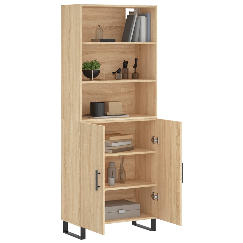 Hoge kast 69,5x34x180 cm bewerkt hout sonoma eikenkleurig is nu te koop bij PeponiXL, paradijselijk wonen!