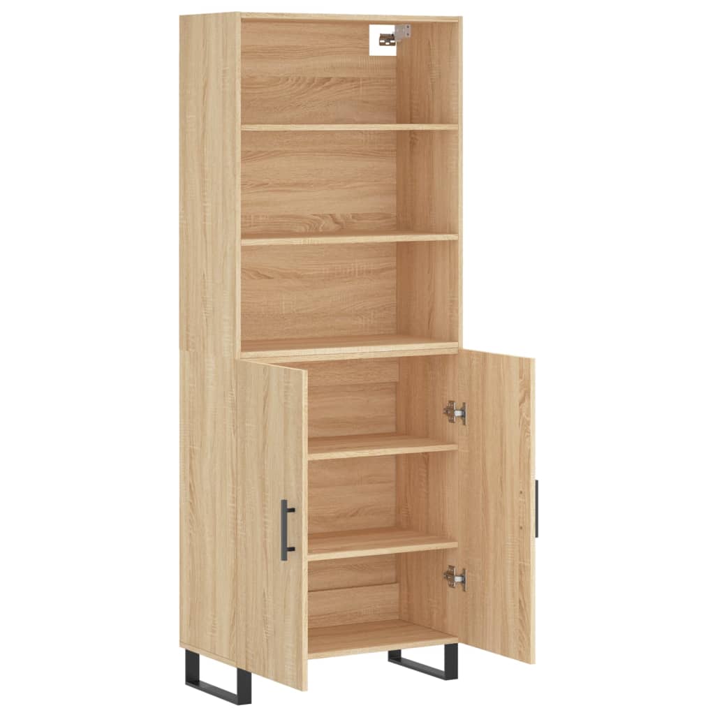 Hoge kast 69,5x34x180 cm bewerkt hout sonoma eikenkleurig is nu te koop bij PeponiXL, paradijselijk wonen!