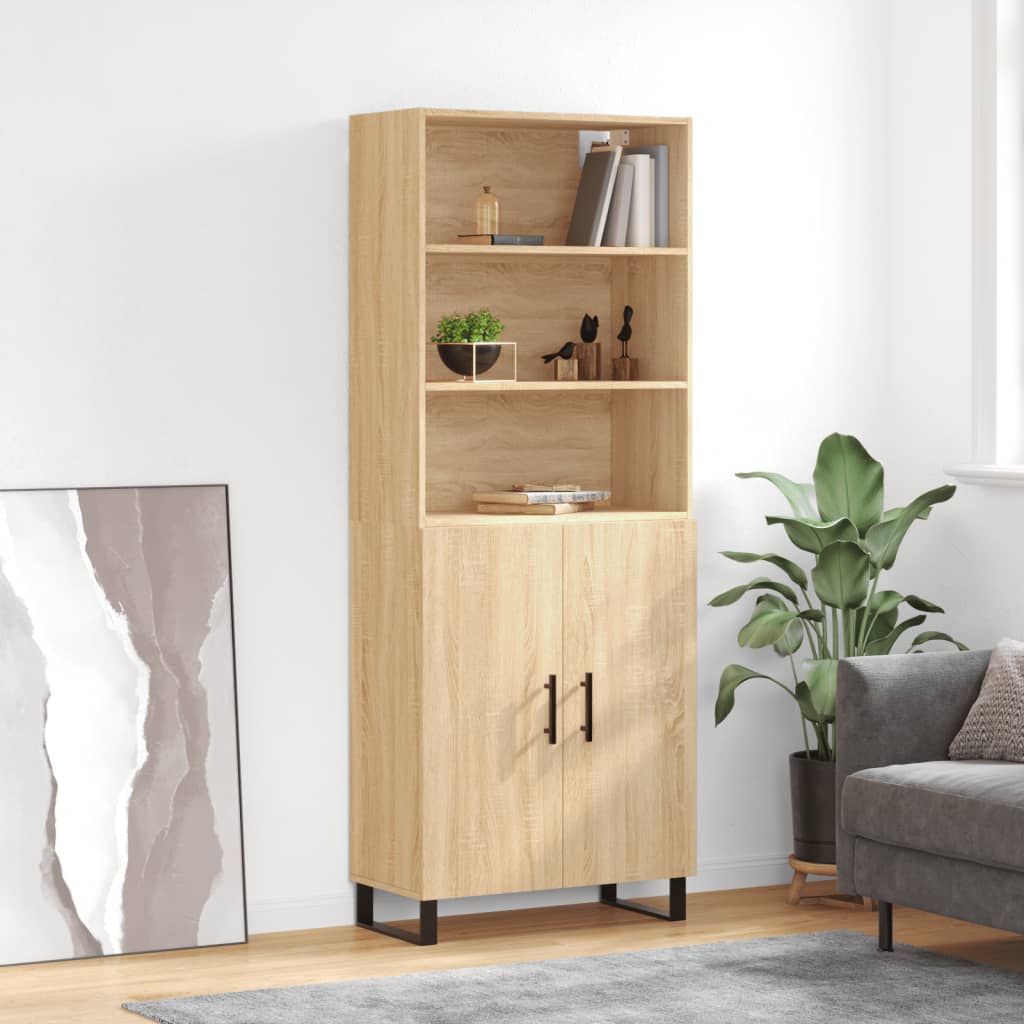 Hoge kast 69,5x34x180 cm bewerkt hout sonoma eikenkleurig is nu te koop bij PeponiXL, paradijselijk wonen!