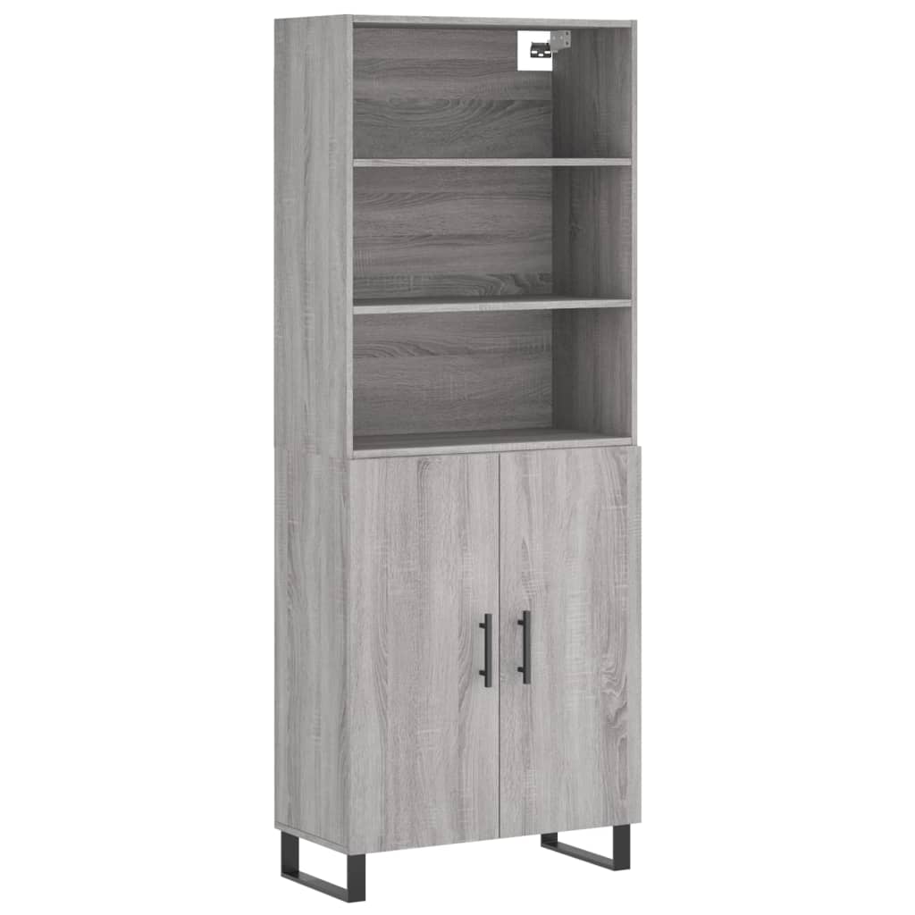 Hoge kast 69,5x34x180 cm bewerkt hout grijs sonoma eikenkleurig is nu te koop bij PeponiXL, paradijselijk wonen!