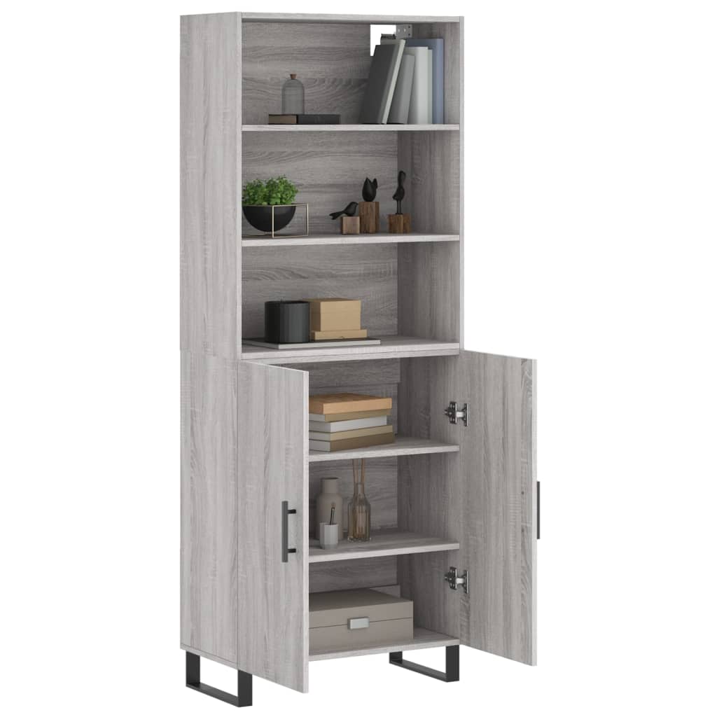 Hoge kast 69,5x34x180 cm bewerkt hout grijs sonoma eikenkleurig is nu te koop bij PeponiXL, paradijselijk wonen!