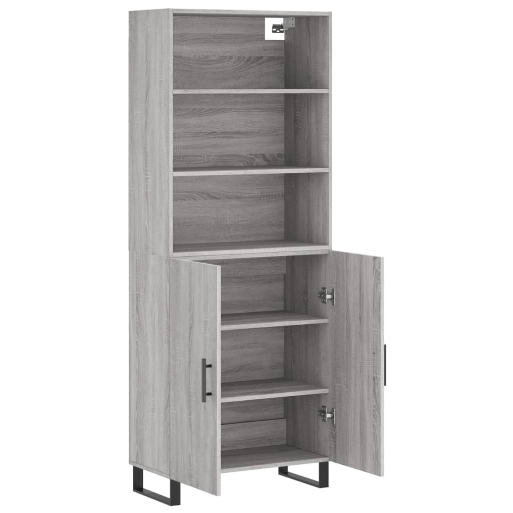 Hoge kast 69,5x34x180 cm bewerkt hout grijs sonoma eikenkleurig is nu te koop bij PeponiXL, paradijselijk wonen!