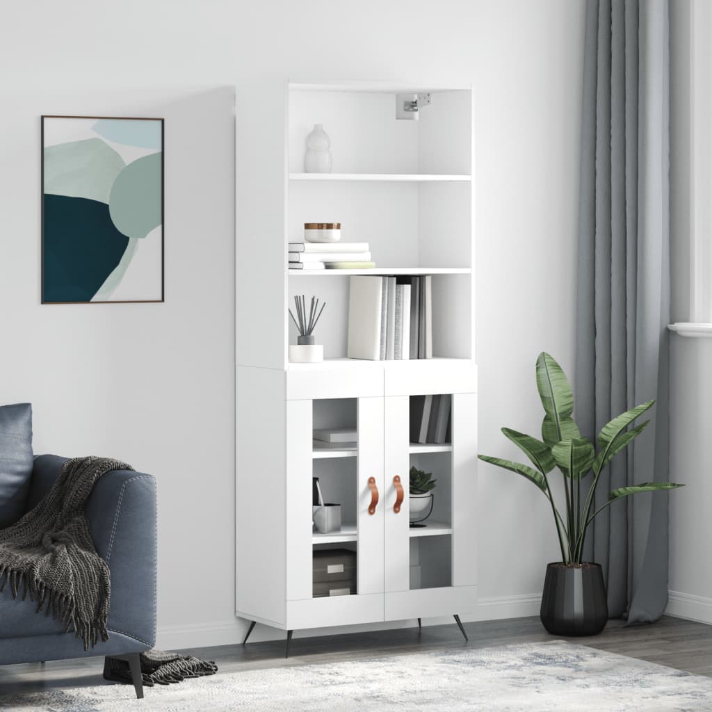 Hoge kast 69,5x34x180 cm bewerkt hout wit is nu te koop bij PeponiXL, paradijselijk wonen!