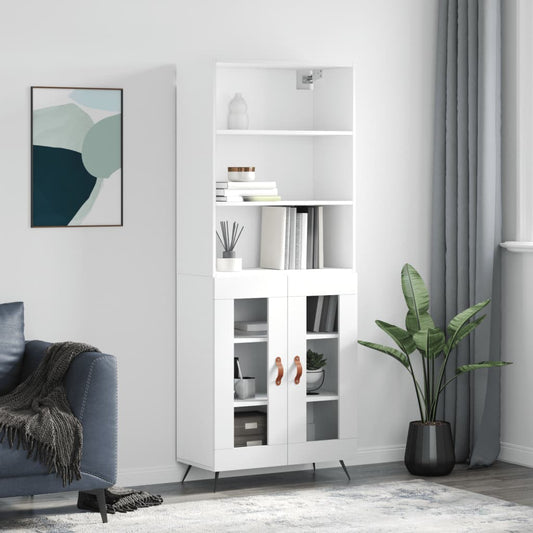 Hoge kast 69,5x34x180 cm bewerkt hout wit is nu te koop bij PeponiXL, paradijselijk wonen!