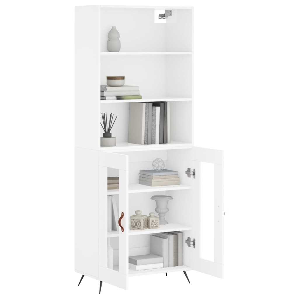 Hoge kast 69,5x34x180 cm bewerkt hout hoogglans wit is nu te koop bij PeponiXL, paradijselijk wonen!