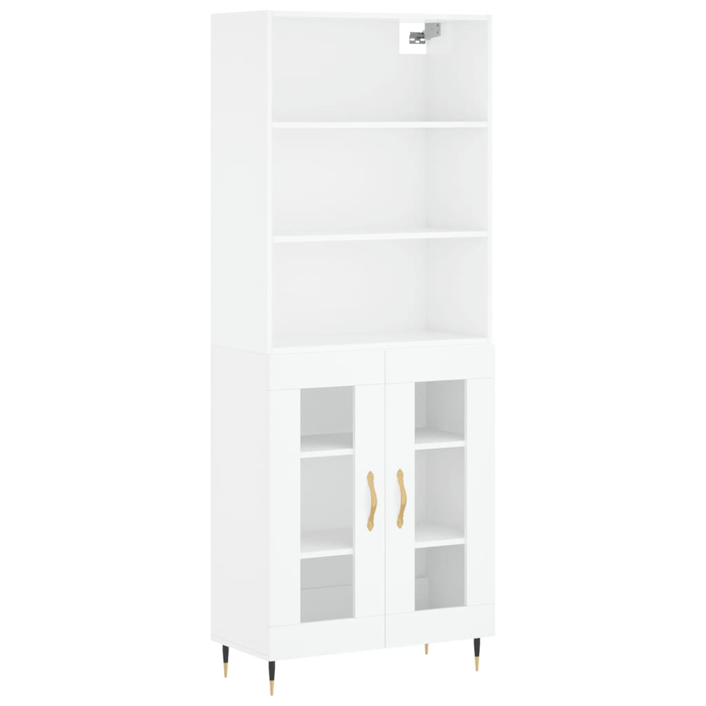 Hoge kast 69,5x34x180 cm bewerkt hout hoogglans wit is nu te koop bij PeponiXL, paradijselijk wonen!