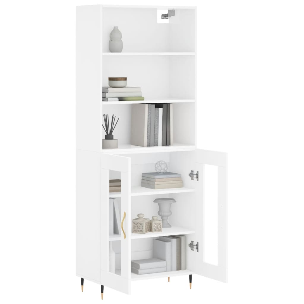 Hoge kast 69,5x34x180 cm bewerkt hout hoogglans wit is nu te koop bij PeponiXL, paradijselijk wonen!