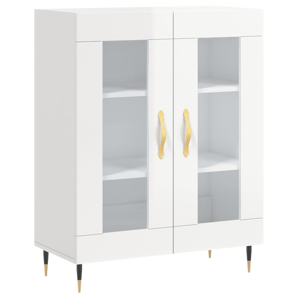 Hoge kast 69,5x34x180 cm bewerkt hout hoogglans wit is nu te koop bij PeponiXL, paradijselijk wonen!