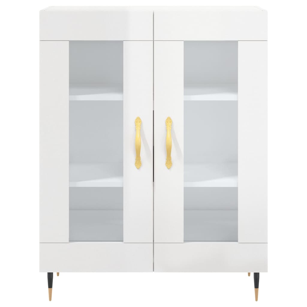 Hoge kast 69,5x34x180 cm bewerkt hout hoogglans wit is nu te koop bij PeponiXL, paradijselijk wonen!